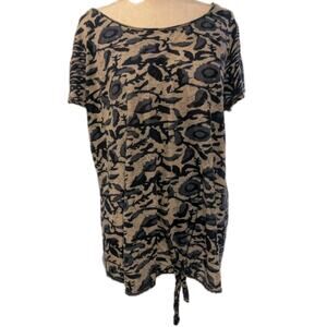 LUCKY BRAND Tunic Top Plus Size 1X Blue Floral Boho Lightweight Flowy Shirt Top